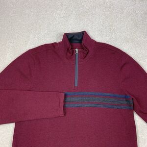 Prana Sweater Men's Large Striped Holberg 1/4 Zip Wool Blend Gorpcore Outdoors